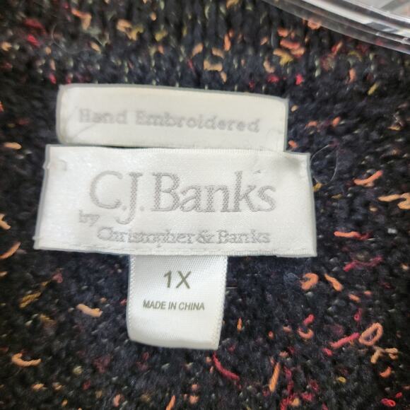 Vintage CJ Banks full zip front confetti sweater vest woman's size 1X - Picture 2 of 7